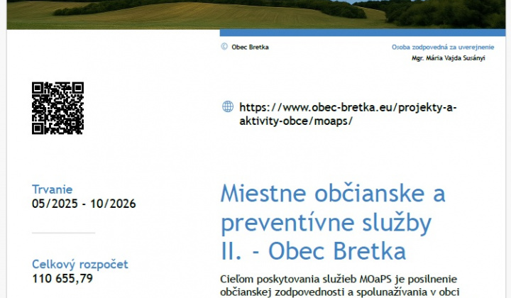 1. fotografia fotogalérie Projekty / Miestne občianske a preventívne služby II. - Obec Bretka - foto