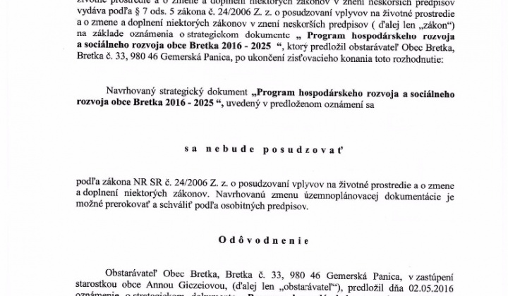 1. fotografia fotogalérie ROZHODNUTIE Okresného úradu Rožňava, odbor starostlivosti o živ. prostredie - PHSR - foto