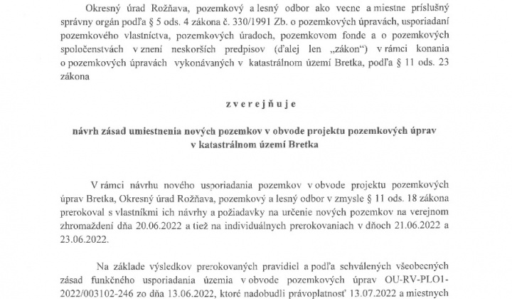 1. fotografia fotogalérie Verejná vyhláška - pozemkové úpravy - foto